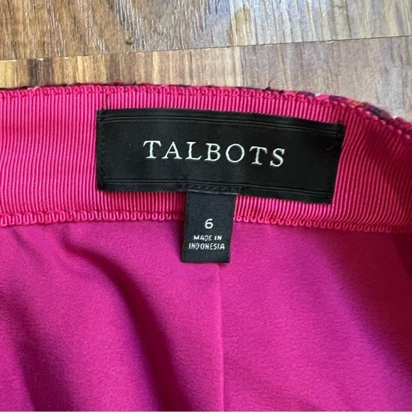 NWOT TALBOTS Skirt Pink Plaid Wool Zipper Midi Career Office - Picture 6 of 8
